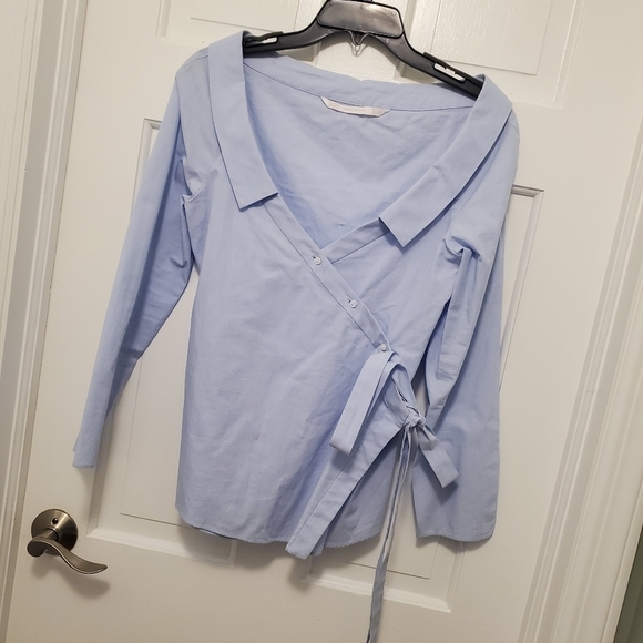 Zara Elegant Blue Women's Wrap Top - Picture 5 of 9